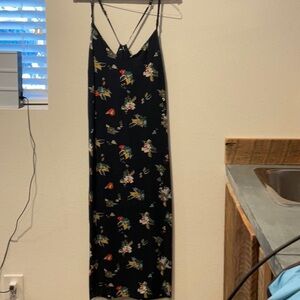 RVCA Black Slip Maxi Dress with Spaghetti Straps